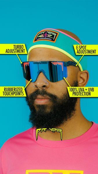 sunglasses, eyewear, shades, protective glasses, uv glasses, sports sunglasses, wraparound sunglasses, product launch, minimalist, energetic, playful, blue, yellow, pink